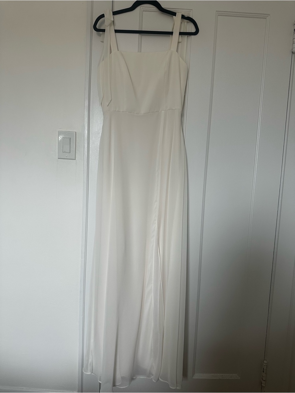 Dessy Collection Cream Maxi Dress with Square Neck